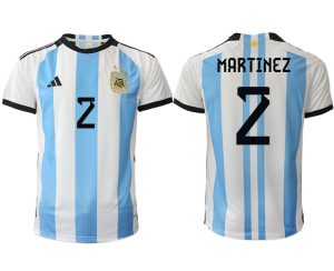 Argentina MARTINEZ #2 Hemmatröja FIFA World Cup Qatar 2022 Herr Fotbollströjor Vit blå Kortärmad