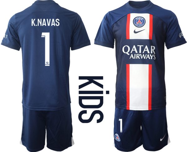 Paris Saint-Germain K.NAVAS #1 Hemmatröja Barn 2022-23 Kortärmad (+ Korta byxor)