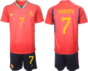 Spanien Alvaro Morata #7 Hemmatröja Barn VM 2022 Kortärmad (+ Korta byxor)