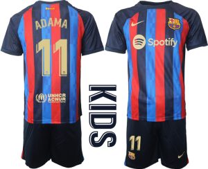 ADAMA #11 Barcelona Hemmatröja Barn 2022-23 Kortärmad + Korta byxor för Barn