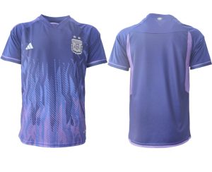 Argentina Bortatröja VM 2022 purpurfärgad Kortärmad fotbollströjor för män