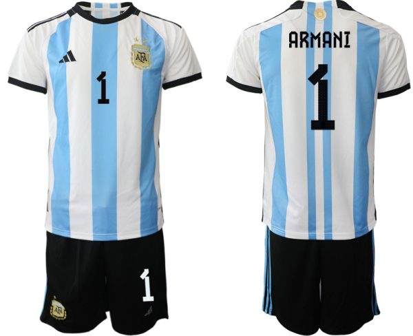 ARMANI #1 Argentina Hemmatröja VM 2022 Herr Kortärmad + Korta byxor