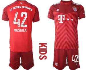 Billiga Fotbollströjor Bayern München Hemmatröja 2022 barn Kortärmad med tryck Musiala 42