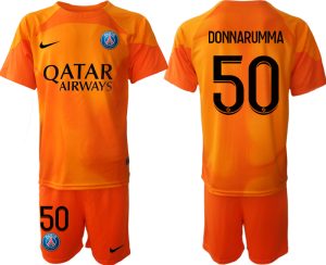 DONNARUMMA #50 Paris Saint-Germain PSG Målvakt Tröja Herr 2022-23 orange Fotbollströja Set