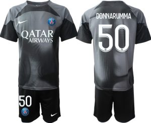DONNARUMMA #50 Paris Saint-Germain PSG Målvakt Tröja Herr 2022-23 svart Kortärmad + Korta byxor
