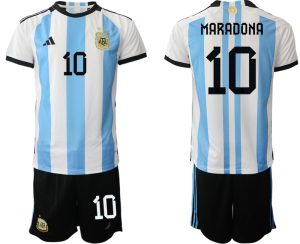 MARADONA #10 Argentina Hemmatröja VM 2022 Herr Kortärmad + Korta byxor
