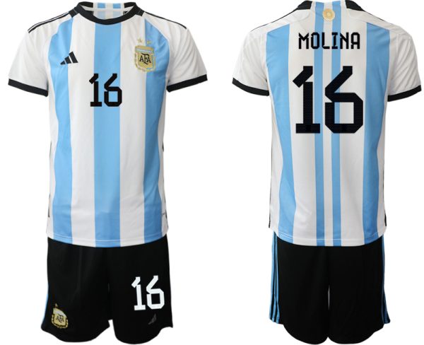 MOLINA #16 Argentina Hemmatröja VM 2022 Herr Kortärmad + Korta byxor