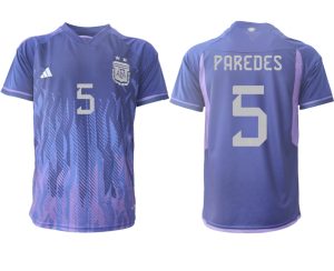 PAREDES #5 Argentina Bortatröja VM 2022 purpurfärgad Kortärmad fotbollströjor för män