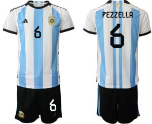 PEZZELLA #6 Argentina Hemmatröja VM 2022 Herr Kortärmad + Korta byxor