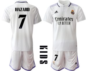 Real Madrid Hemmatröja Barn 2022-23 Kortärmad + Korta byxor med tryck HAZARD 7