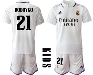 Real Madrid Hemmatröja Barn 2022-23 Kortärmad + Korta byxor med tryck RODRYGO 21