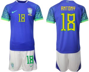 ANTONY #18 Herr Brasilien Bortatröja Herr VM 2022 Kortärmad Fotbollströja Set