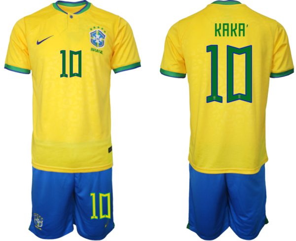 KAKA‘ #10 Brasilien Hemmatröja Herr VM 2022 Kortärmad + Korta byxor