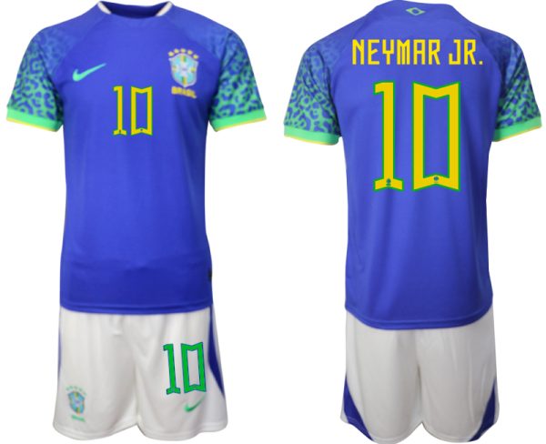 NEYMAR JR. #10 Herr Brasilien Bortatröja Herr VM 2022 Kortärmad Fotbollströja Set