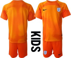 Nya England Målvaktströja 2023 Barn orange Kortärmad + Korta byxor