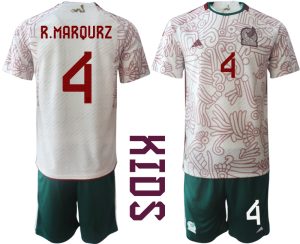 R.MARQURZ #4 Mexiko Bortatröja Barn VM 2022 Kortärmad + Korta byxor