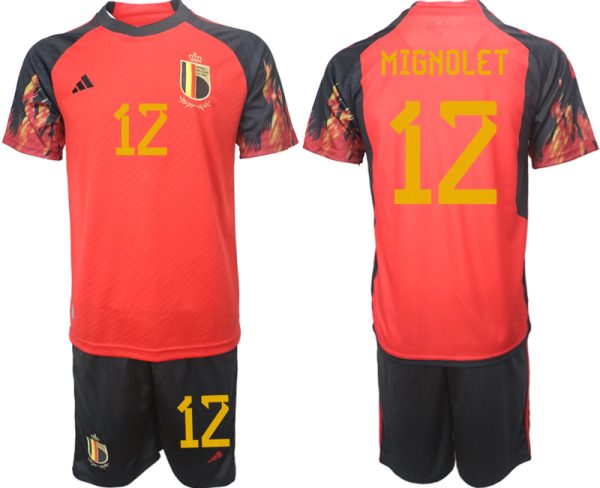 Belgien Hemmatröja Herr VM 2022 Kortärmad Fotbollströja Set med tryck MIGNOLET 12