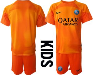 Billiga Fotbollströjor Paris Saint-Germain PSG Målvakt Barn 2023 orange Kortärmad + Korta byxor