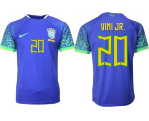 Brasilien Bortatröja Herr VM 2022 Kortärmad Billiga Fotbollströjor med tryck VINI JR.20