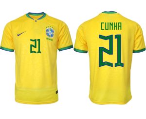 Brasilien Hemmatröja Herr VM 2022 Gul Fotbollströjor med tryck CUNHA 21