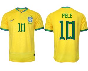 Brasilien Hemmatröja Herr VM 2022 Gul Fotbollströjor med tryck PELE 10