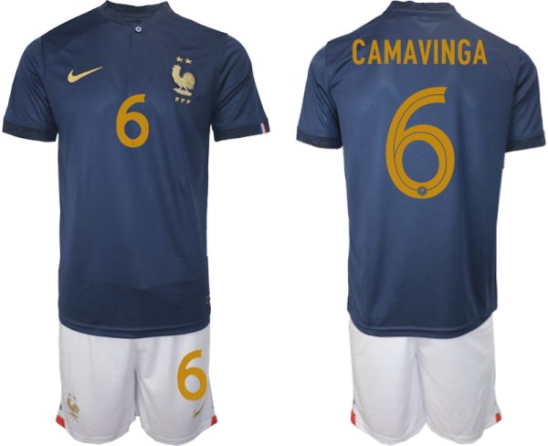 CAMAVINGA #6 Frankrike Hemmatröja VM 2022 Herr Kortärmad + Korta byxor