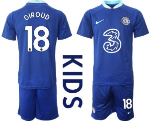 Chelsea Hemmatröja Barn 2023 Kortärmad Fotbollströja Set med tryck GIROUD 18