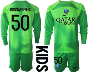 DONNARUMMA #50 Paris Saint-Germain PSG Målvakt Barn 2023 grön Långärmad + Korta byxor