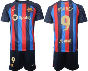 Fotbollströjor Barcelona 2023 Hemmatröja Herr Kortärmad + Korta byxor med tryck SUAREZ 9