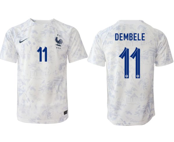 Frankrike Bortatröja Herr VM 2022 Kortärmad Fotbollströjor med namn DEMBELE 11