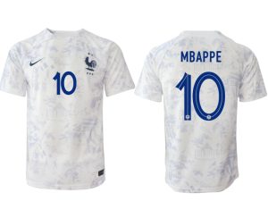 Frankrike Bortatröja Herr VM 2022 Kortärmad Fotbollströjor med namn MBAPPE 10
