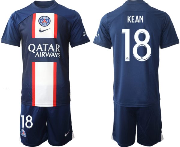 KEAN #18 Paris Saint-Germain PSG Hemmatröja Herr 2023 Kortärmad + Korta byxor