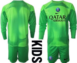 Köpa Paris Saint-Germain PSG Målvakt Barn 2023 grön Långärmad + Korta byxor