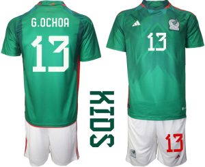 Mexiko Hemmatröja Barn VM 2022 Kortärmad + Korta byxor med namn G.OCHOA 13