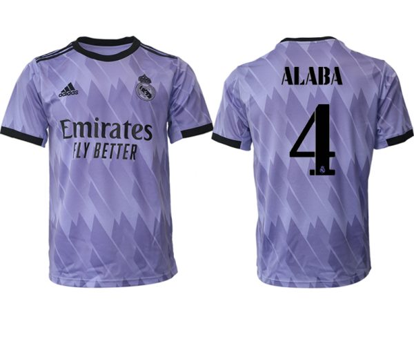 Real Madrid Bortatröja Herr 2023 Kortärmad Fotbollströjor med tryck ALABA 4