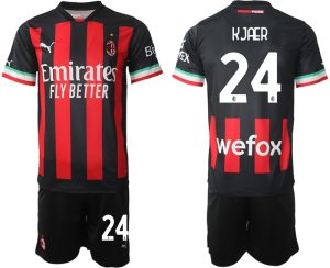 AC Milan Hemmatröja Herr 2023 Kortärmad + Korta byxor med namn KJAER 24