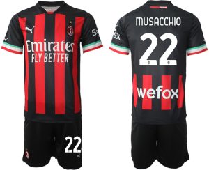 AC Milan Hemmatröja Herr 2023 Kortärmad + Korta byxor med namn MUSACCHIO 22