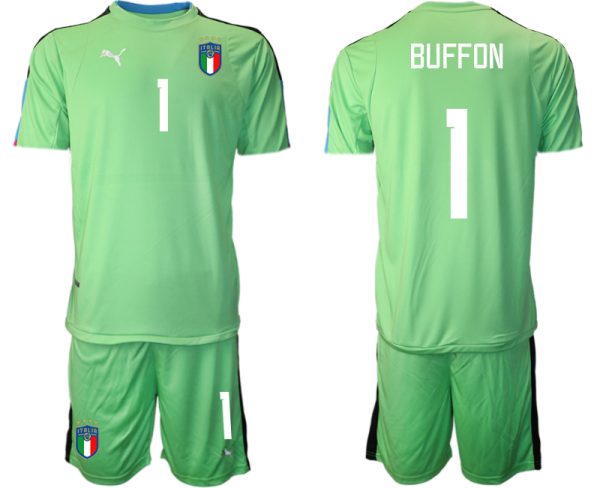 Italien Målvaktströja 2023 Herr grön Fotbollströjor Kortärmad Fotbollströja Set med tryck BUFFON 1
