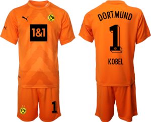 KOBEL #1 Borussia Dortmund BVB Målvaktströja Herr 2023 orange Kortärmad + Korta byxor