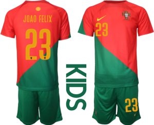 OAO FELIX #23 Portugal Hemmatröja Barn VM 2022 Fotbollskläder Kortärmad + Korta byxor