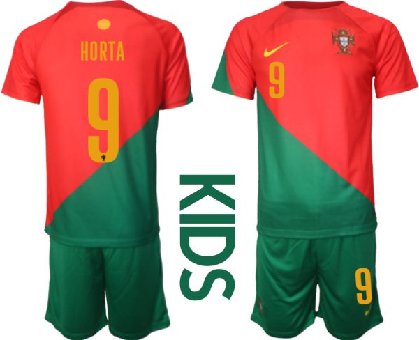 Portugal Hemmatröja Barn VM 2022 Fotbollskläder Set med tryck HORTA 9