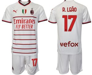 R.Leão #17 Billiga Fotbollströjor AC Milan Bortatröja Herr 2023 Kortärmad + Korta byxor