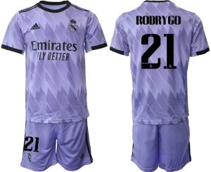 Real Madrid Bortatröja 2023 Fotbollsställ för Herr med tryck RODRYGO 21