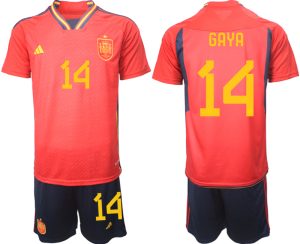 Spanien Hemmatröja Herr VM 2022 Kortärmad + Korta byxor med tryck GAYA 14