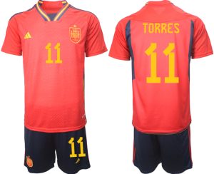 Spanien Hemmatröja Herr VM 2022 Kortärmad + Korta byxor med tryck TORRES 11
