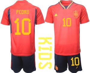 Spanien Hemmatröja VM 2022 Fotbollskläder Barn med tryck PEDRO 10