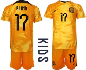 Billiga Fotbollströjor barn Nederländerna Hemmatröja VM 2022 med tryck BLIND 17
