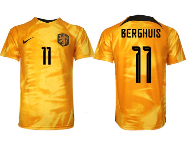 Billiga fotbollströjor för män Nederländerna Hemmatröja VM 2022 Kortärmad BERGHUIS 11