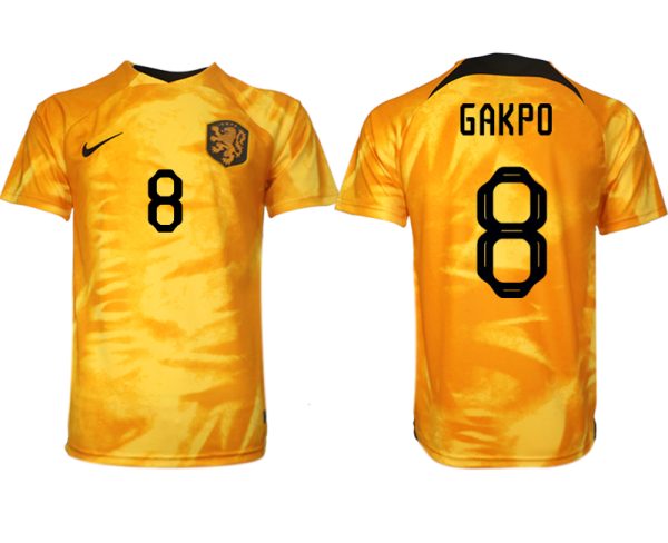 Billiga fotbollströjor för män Nederländerna Hemmatröja VM 2022 Kortärmad GAKPO 8