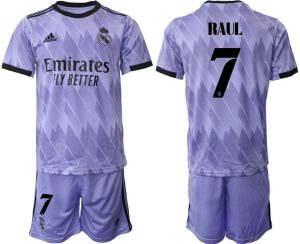 Matchtröjor Fotboll Real Madrid Bortatröja 2023 Herr Kortärmad + Korta byxor RAUL 7